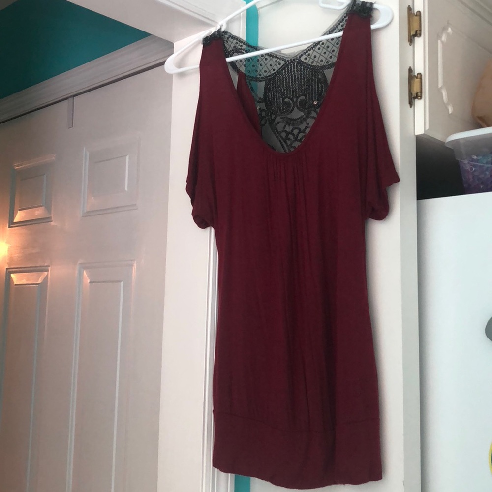 Cold shoulder open back shirt